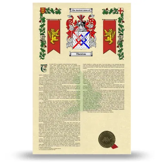 Thexton Armorial History with Coat of Arms
