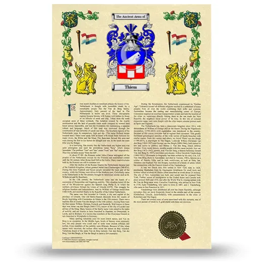 Thiem Armorial History with Coat of Arms
