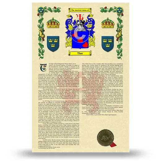Thor Armorial History with Coat of Arms
