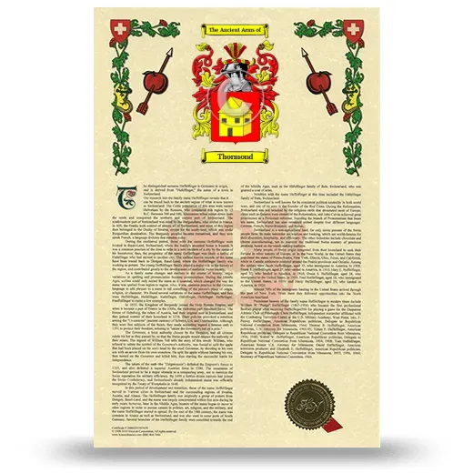 Thormond Armorial History with Coat of Arms