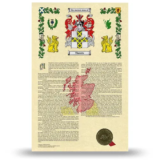 Threets Armorial History with Coat of Arms