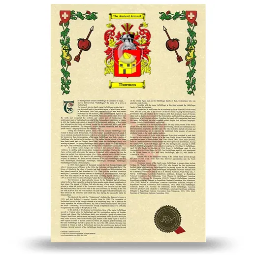 Thurmon Armorial History with Coat of Arms
