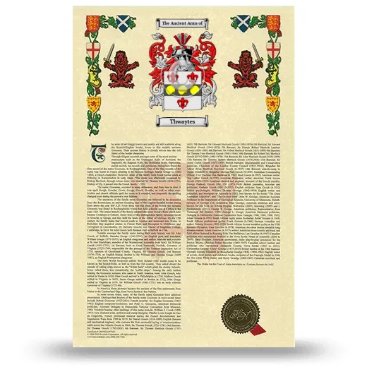 Thwaytes Armorial History with Coat of Arms