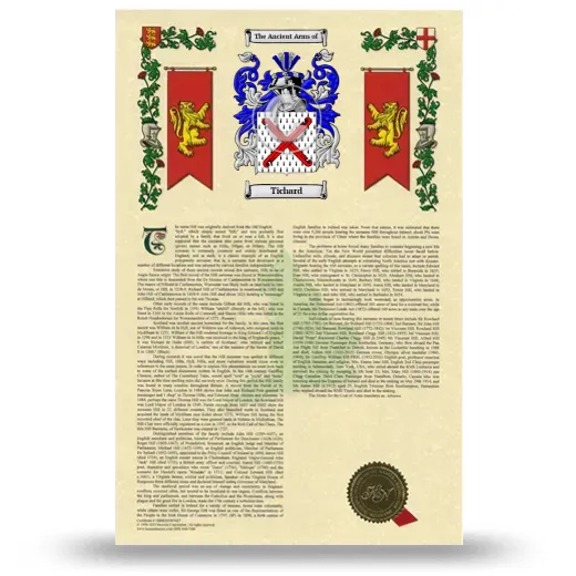 Tichard Armorial History with Coat of Arms