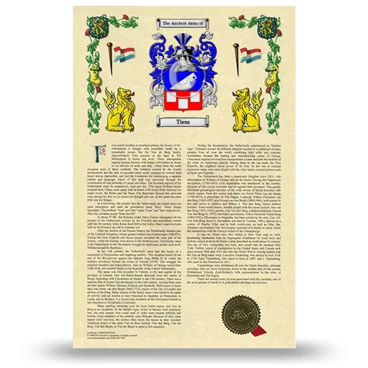 Tiem Armorial History with Coat of Arms