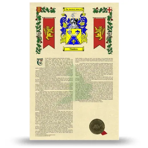 Timken Armorial History with Coat of Arms