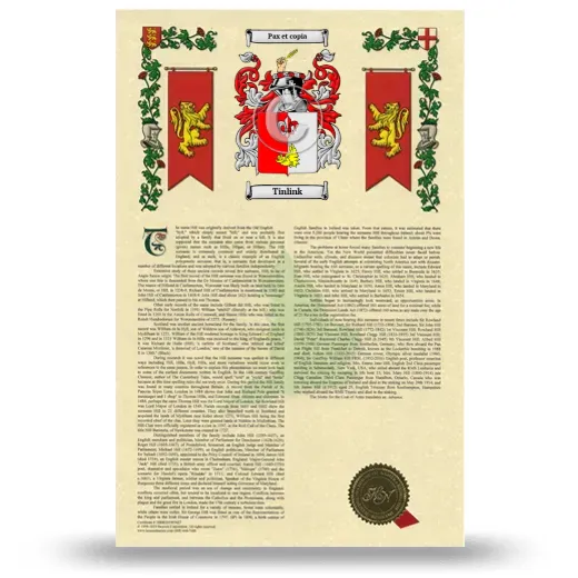Tinlink Armorial History with Coat of Arms
