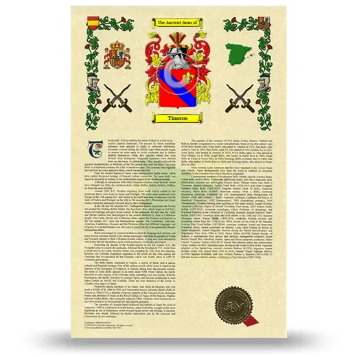 Tinocos Armorial History with Coat of Arms