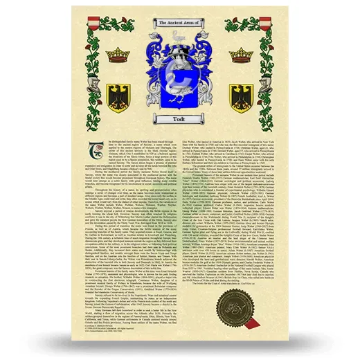 Todt Armorial History with Coat of Arms