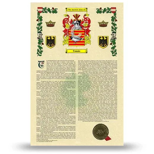 Tomás Armorial History with Coat of Arms