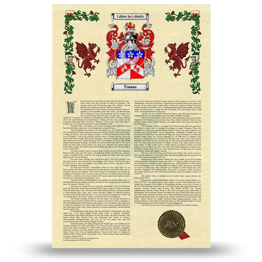 Tomas Armorial History with Coat of Arms