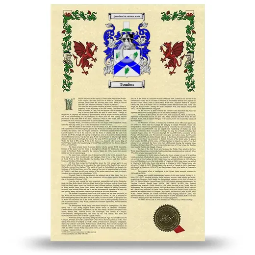 Tomlen Armorial History with Coat of Arms