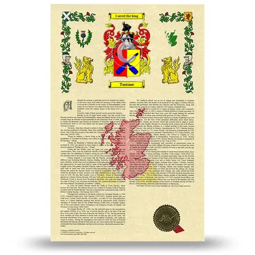 Torrone Armorial History with Coat of Arms