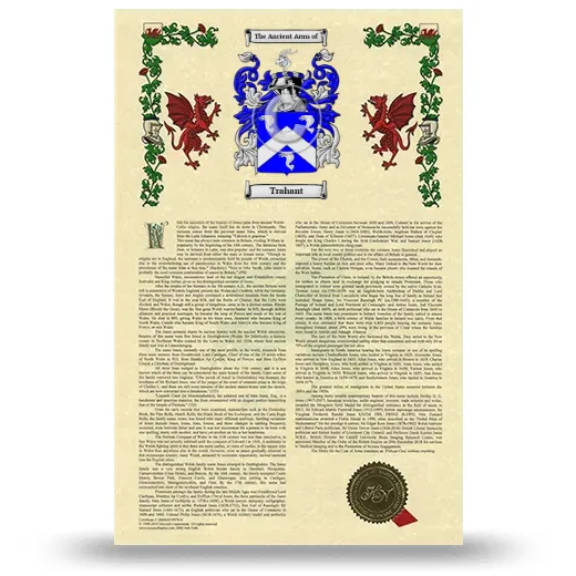 Trahant Armorial History with Coat of Arms