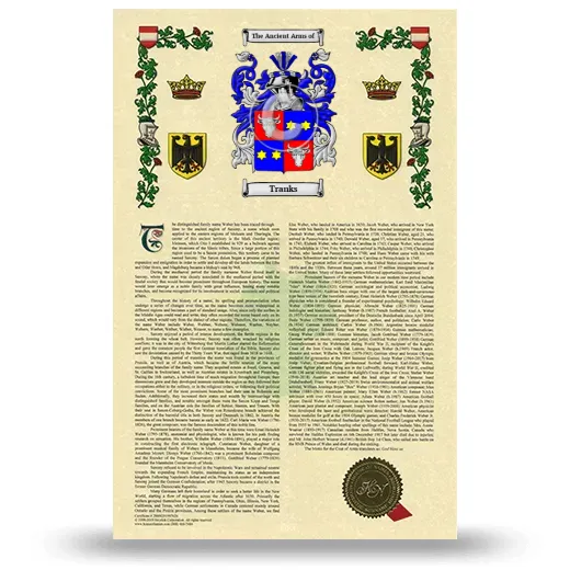 Tranks Armorial History with Coat of Arms