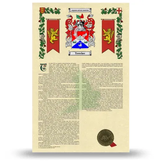 Treecher Armorial History with Coat of Arms