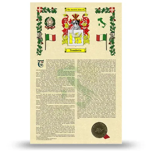 Trombetta Armorial History with Coat of Arms