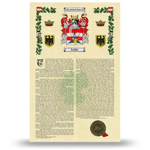 Tueller Armorial History with Coat of Arms