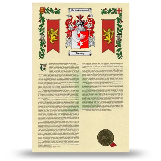 Tunnay Armorial History with Coat of Arms