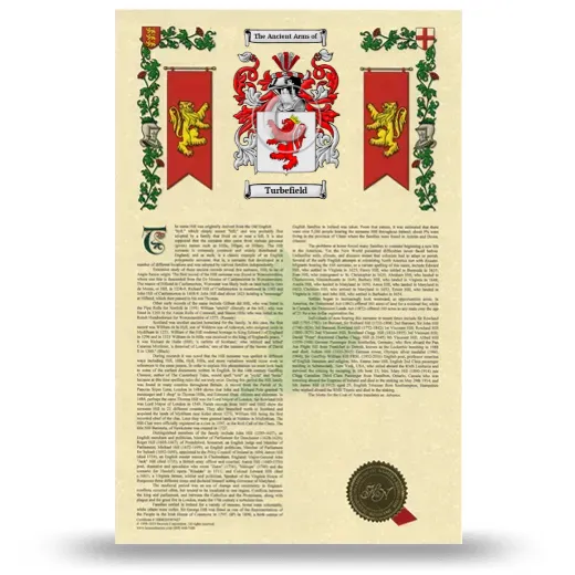 Turbefield Armorial History with Coat of Arms