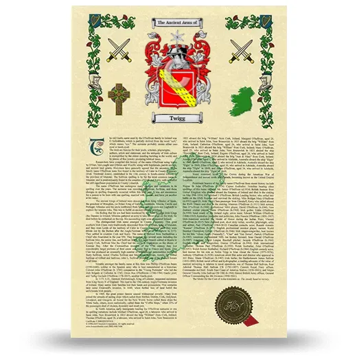 Twigg Armorial History with Coat of Arms