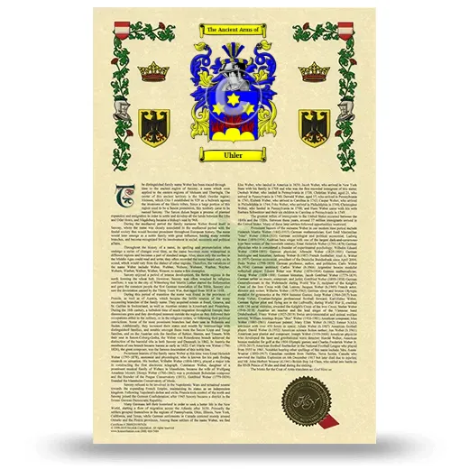 Uhler Armorial History with Coat of Arms