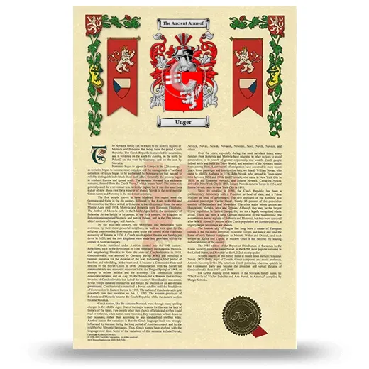 Unger Armorial History with Coat of Arms