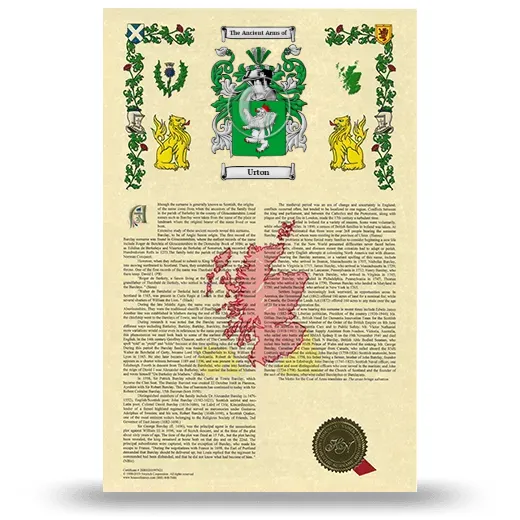 Urton Armorial History with Coat of Arms