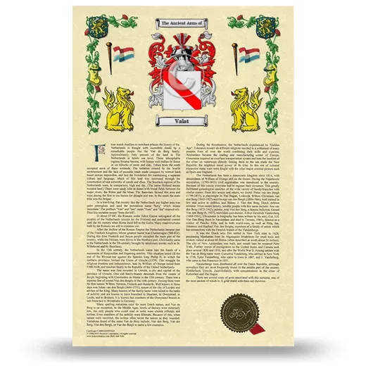 Valat Armorial History with Coat of Arms