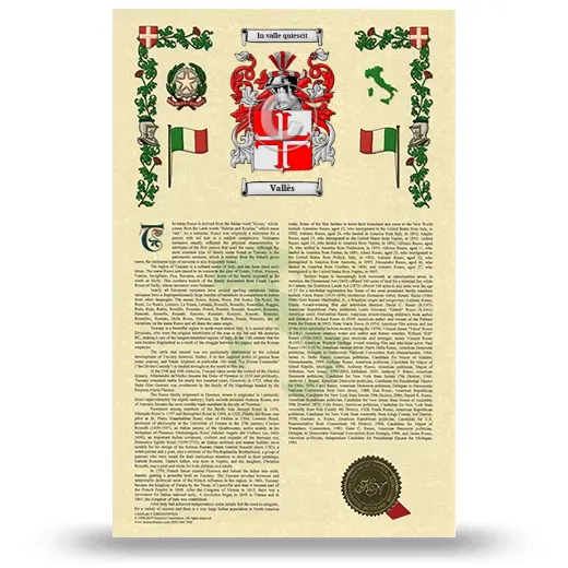 Vallès Armorial History with Coat of Arms