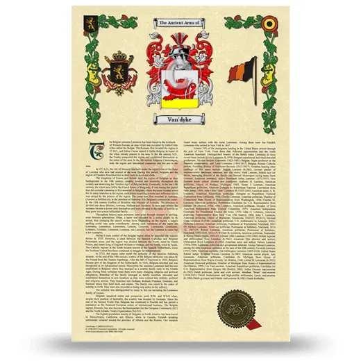 Van'dyke Armorial History with Coat of Arms