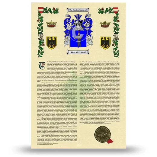 Van-der-pool Armorial History with Coat of Arms