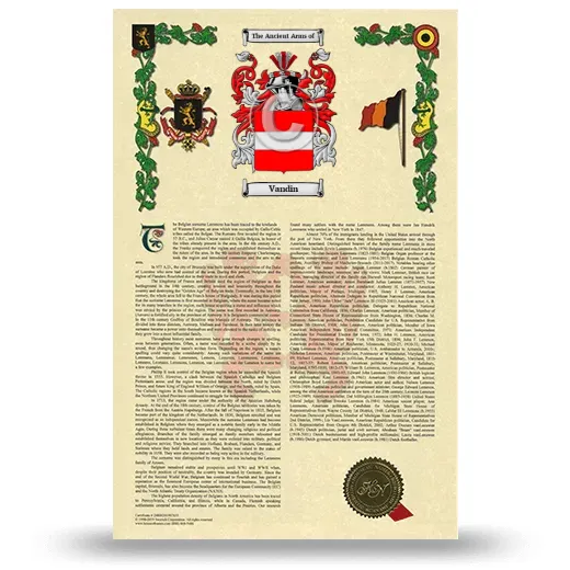 Vandin Armorial History with Coat of Arms