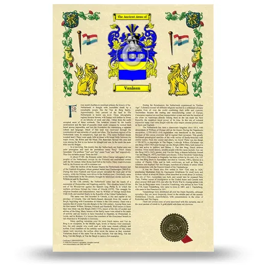 Vanlaan Armorial History with Coat of Arms