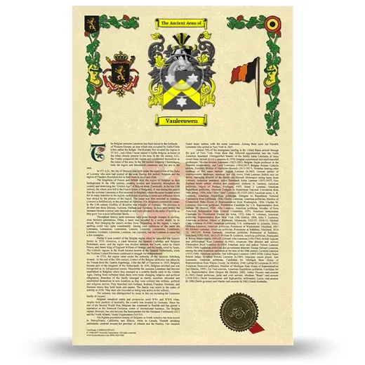 Vanleeuwen Armorial History with Coat of Arms
