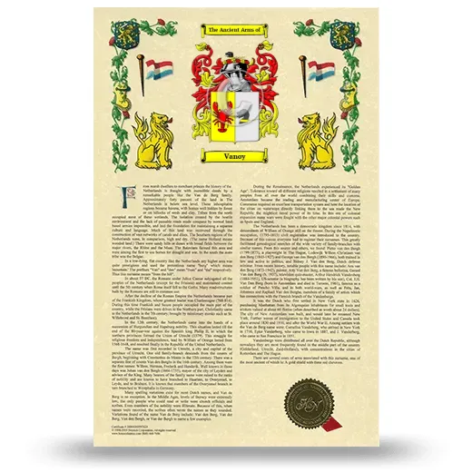 Vanoy Armorial History with Coat of Arms