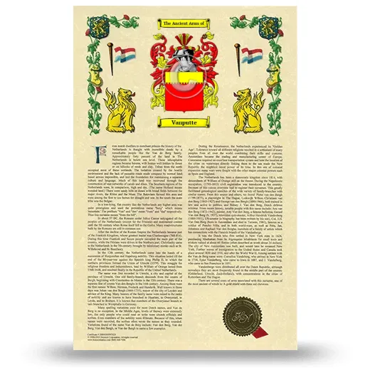Vanputte Armorial History with Coat of Arms