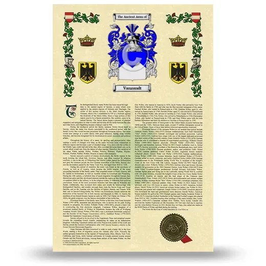 Vanzandt Armorial History with Coat of Arms