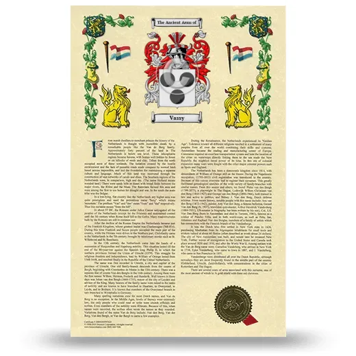 Vassy Armorial History with Coat of Arms