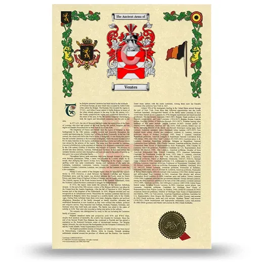 Ventes Armorial History with Coat of Arms