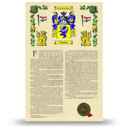 Vermeer Armorial History with Coat of Arms