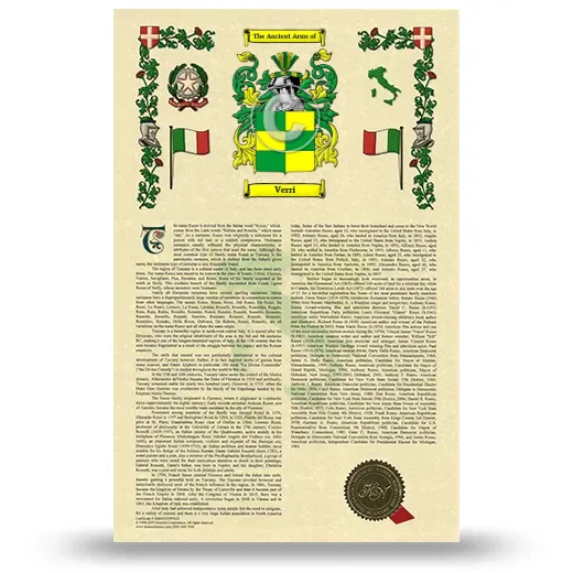 Verri Armorial History with Coat of Arms