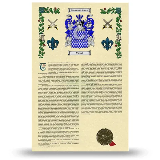 Vichet Armorial History with Coat of Arms