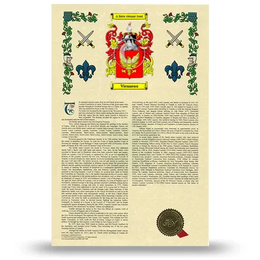 Vienneau Armorial History with Coat of Arms