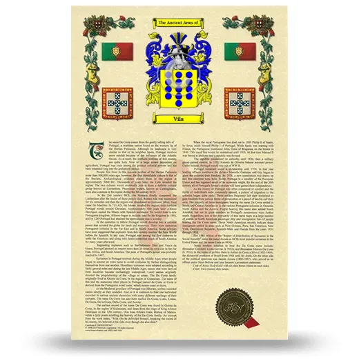 Vila Armorial History with Coat of Arms