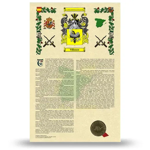 Villamor Armorial History with Coat of Arms