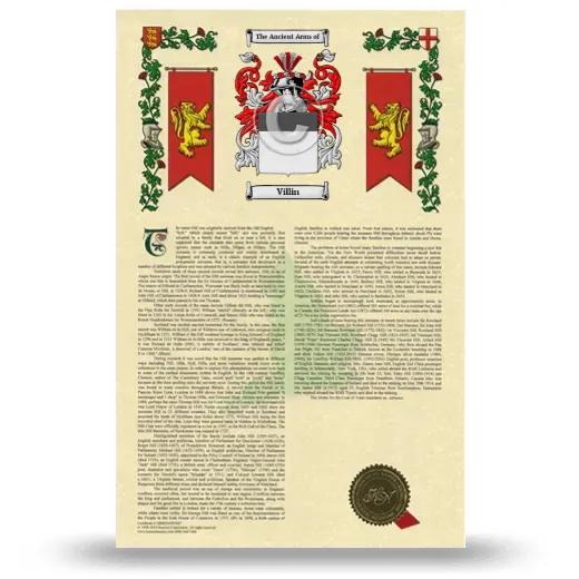 Villin Armorial History with Coat of Arms