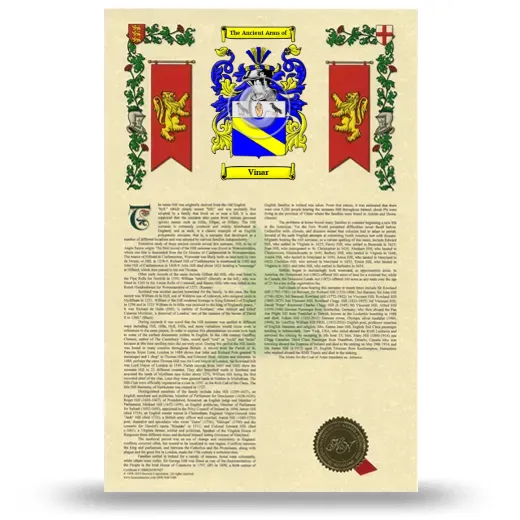 Vinar Armorial History with Coat of Arms