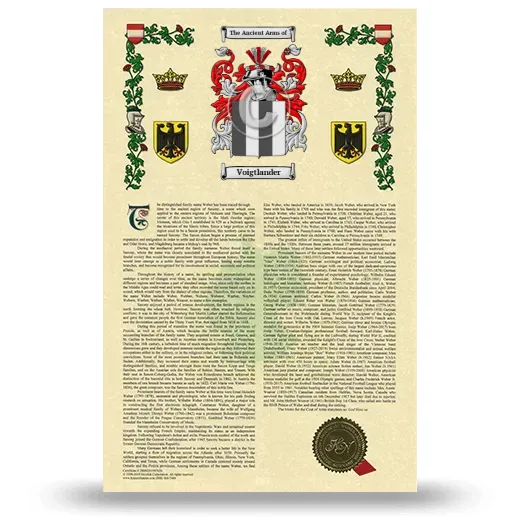 Voigtlander Armorial History with Coat of Arms
