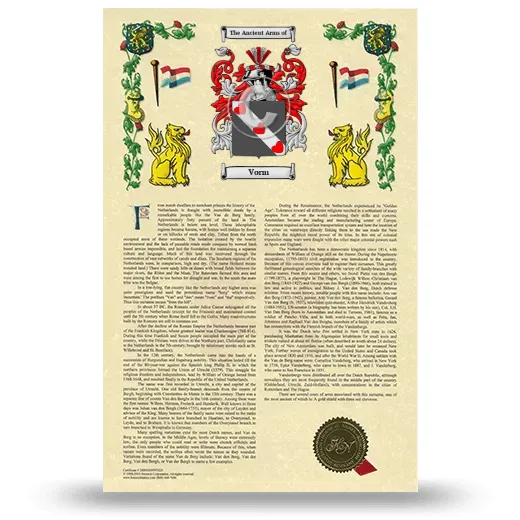 Vorm Armorial History with Coat of Arms